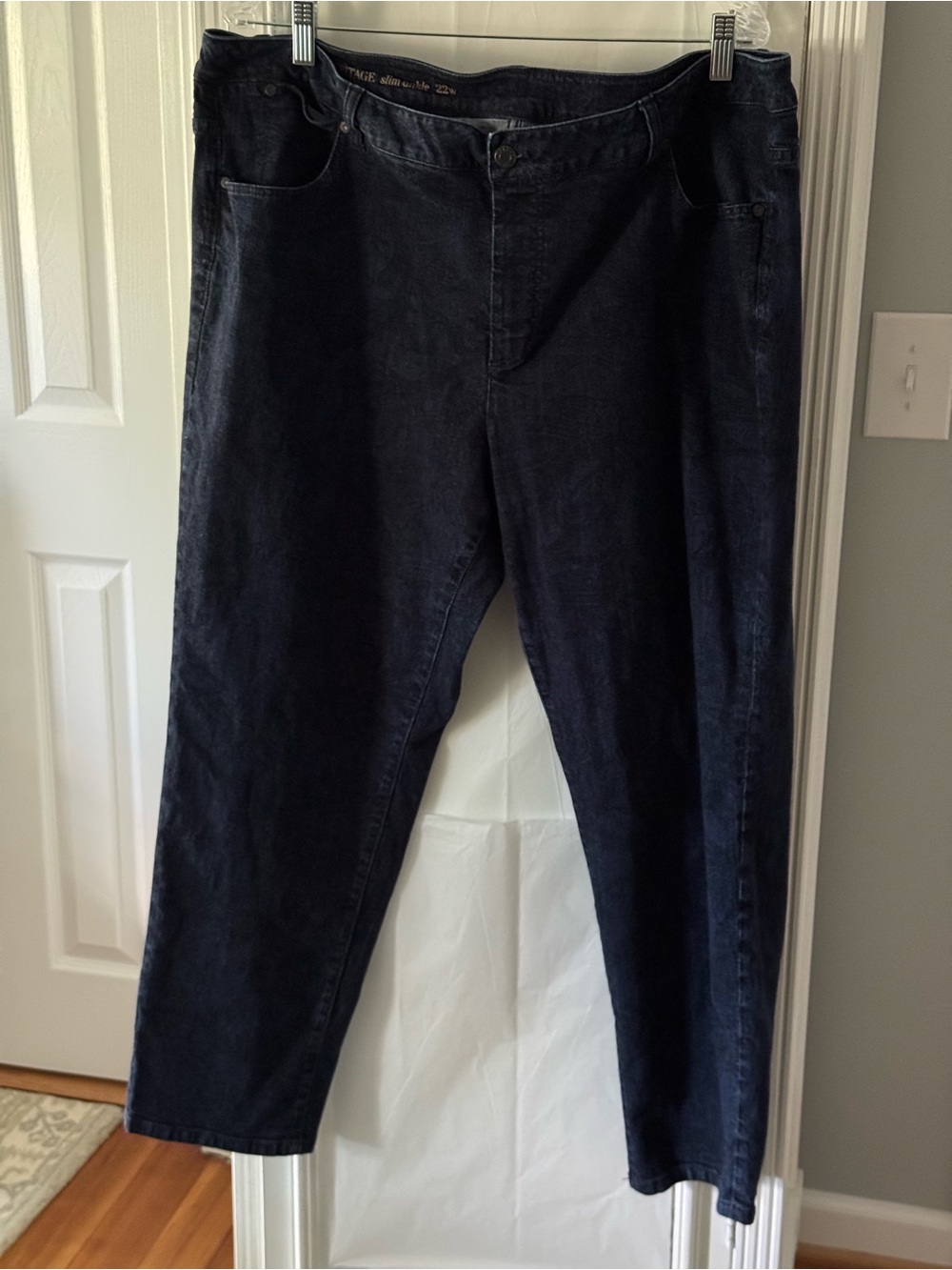 Talbots Heritage Slim Ankle Dark Navy Patterned Jeans Size 22W